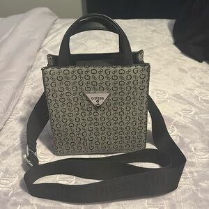 Guess grey with black logo crossbody bag